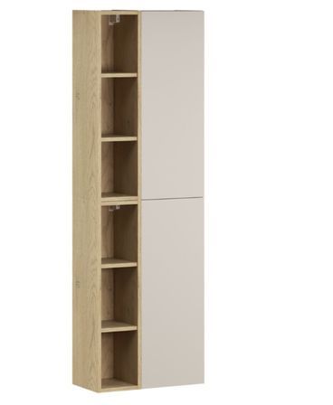 Colonne murale DALIA Cachemire 2 portes – Meuble de salle de bain suspendu avec niches ouvertes