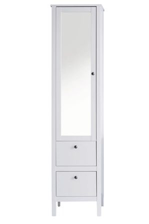 Colonne salle de bain 1 porte 2 tiroirs mélaminé blanc Leone