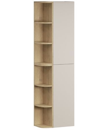 Colonne suspendue DALIA 50 cm Cachemire 2 portes avec niches ouvertes arrondies – Meuble de rangement design pour salle de bain