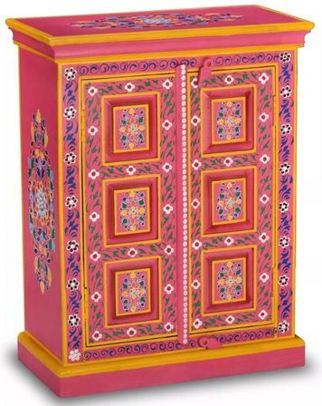Commode 2 portes bois de manguier massif rose Pinkie