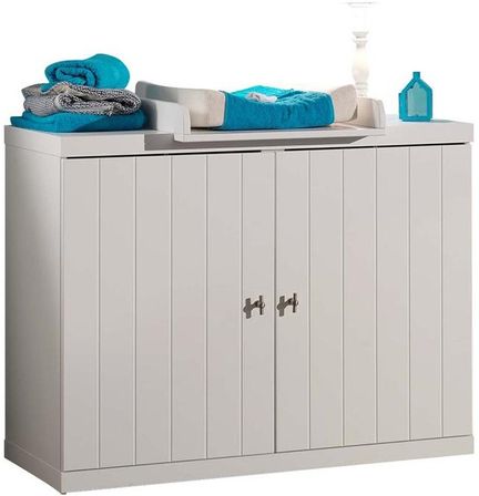 Commode 2 portes bois laqué blanc Robin