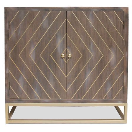 Commode 2 portes chêne foncé et pieds métal foncé Nilia