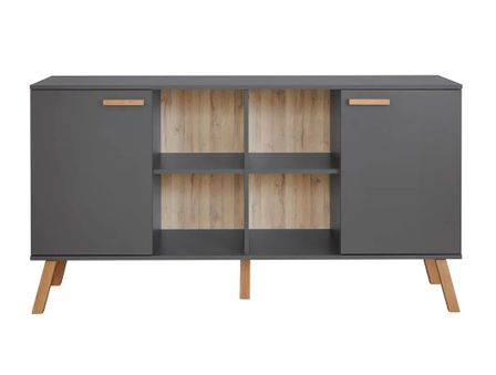 Commode 2 portes mélaminé gris mat Mathys