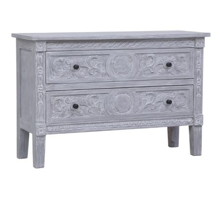 Commode 2 tiroirs acajou massif gris Jeannel