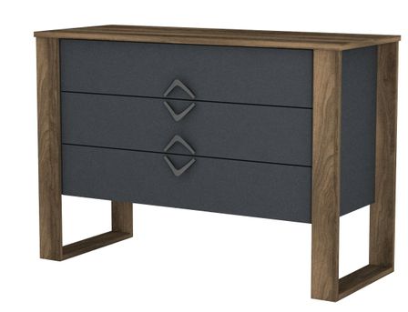 Commode 3 tiroirs bois foncé et anthracite Luko 110 cm