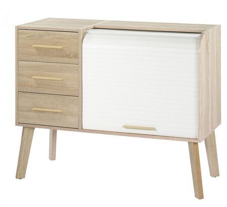 Commode 3 tiroirs avec rideau HAPPY 110 cm – Meuble de rangement moderne avec niche