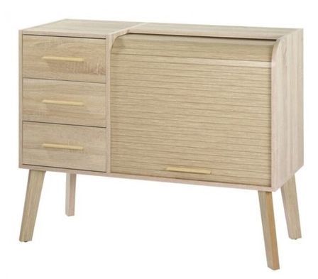 Commode 3 tiroirs avec rideau HAPPY 110 cm – Meuble de rangement moderne avec niche