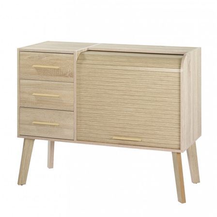 Commode 3 tiroirs avec rideau HAPPY 110 cm – Meuble de rangement moderne avec niche
