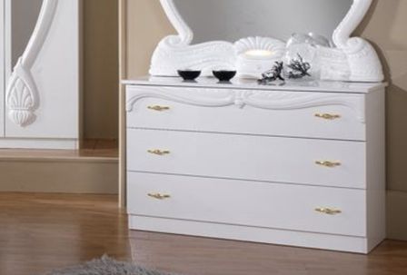 Commode 3 tiroirs bois brillant blanc Proud