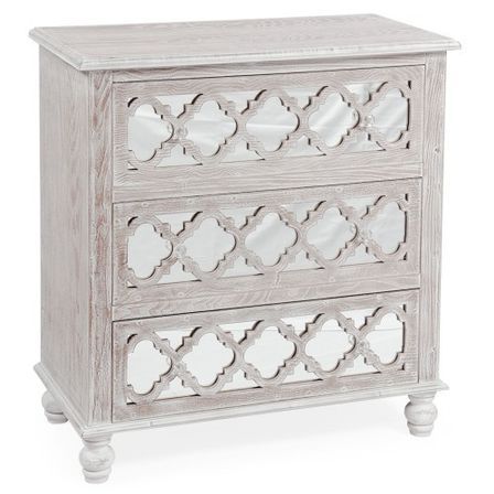 Commode 3 tiroirs bois patiné et miroir Orienta