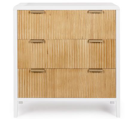 Commode 3 tiroirs CHARLEY 80 cm – Blanc & naturel