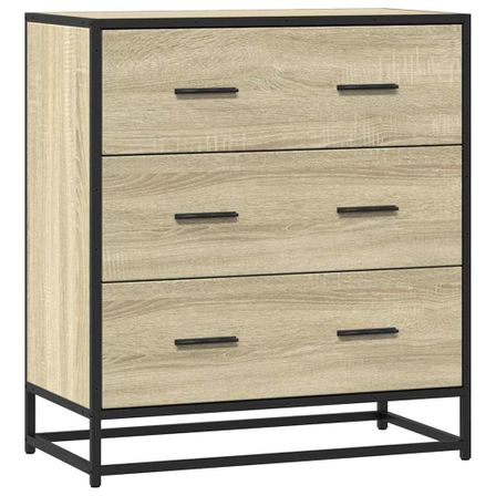 Commode 3 tiroirs Dovany L 68 x H 76 x P 35 cm - Bois et métal