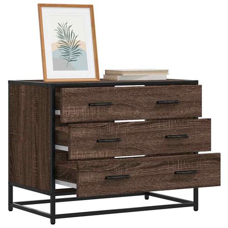 Commode 3 tiroirs Dovany L 70 x H 56 x P 41 cm - Bois et métal