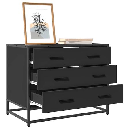 Commode 3 tiroirs Dovany L 70 x H 56 x P 41 cm - Bois et métal