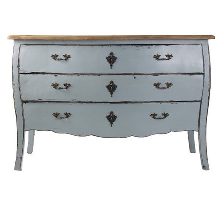 Commode 3 tiroirs orme massif clair et bleuté Klein