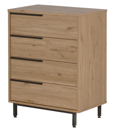 Commode 4 tiroirs bois et rotin Zenax 75 cm