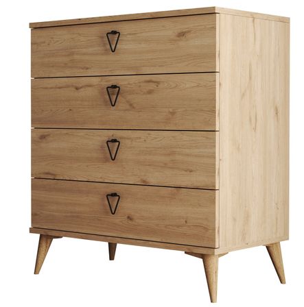 Commode 4 tiroirs bois naturel Vera 80 cm