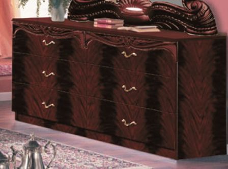 Commode 6 tiroirs bois brillant acajou Proud