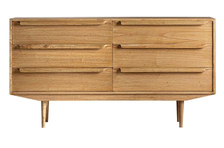 Commode 6 tiroirs bois massif de Mindi Nyry 150 cm