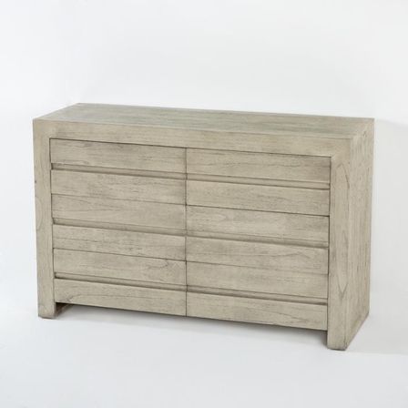 Commode 6 tiroirs bois massif peint gris voilé Nico