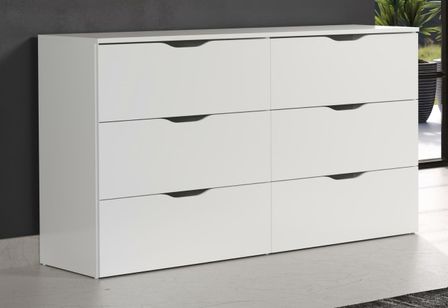Commode 6 tiroirs laqué blanc Badi