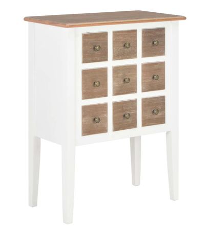Commode 9 tiroirs bois massif blanc et foncé Value