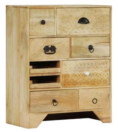Commode 9 tiroirs manguier massif clair Maneci