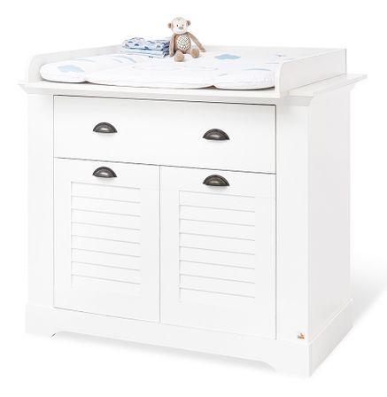 Commode à langer 2 portes 1 tiroir bois blanc Siena