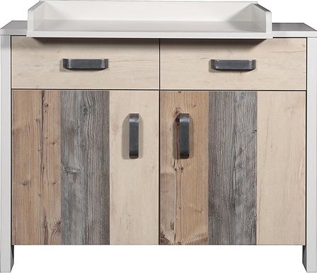 Commode à langer 2 tiroirs 2 portes bois multicolore Woody