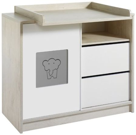 Commode à langer 2 tiroirs bois clair et blanc Eco Slide