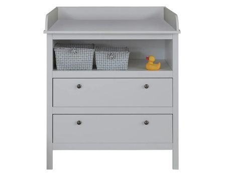 Commode à langer 2 tiroirs mélaminé blanc Leone