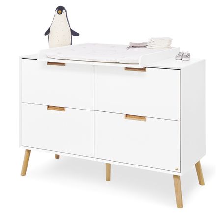Commode à langer 4 tirois bois laqué blanc et clair Edge