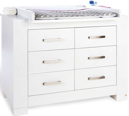 Commode à langer 6 tiroirs bois laqué blanc Ice