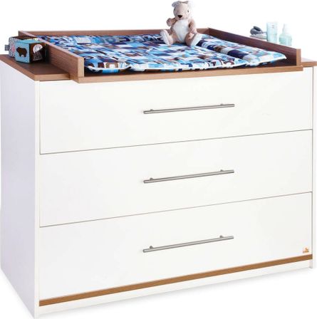 Commode à langer laqué blanc et noyer Tuula