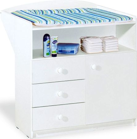 Commode bébé avec plan à langer bois laqué blanc Erik