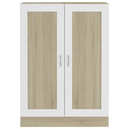 Commode Blanc et chêne sonoma 82,5x30,5x115 cm