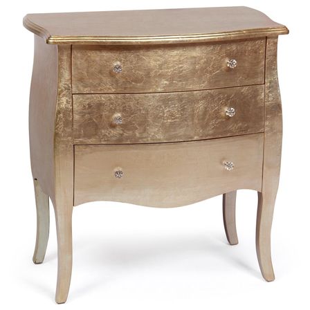 Commode bois laqué doré 3 tiroirs Klara