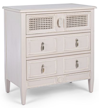 Commode en bois de sapin blanc 3 tiroirs Era L 65 cm