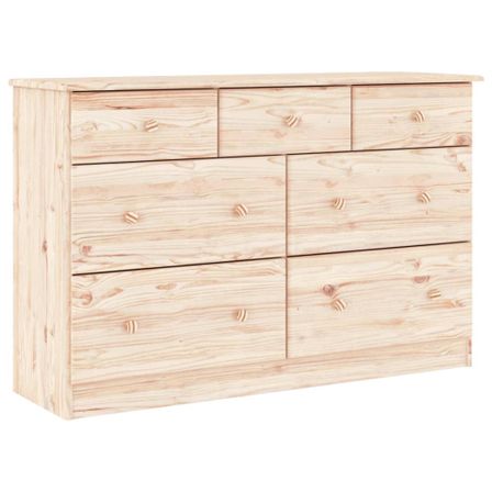 Commode en bois massif 7 tiroirs Malona 112 cm – Style intemporel et pratique