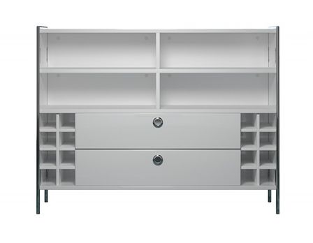 Comptoir de bar 2 tiroirs bois MDF blanc Arnaud