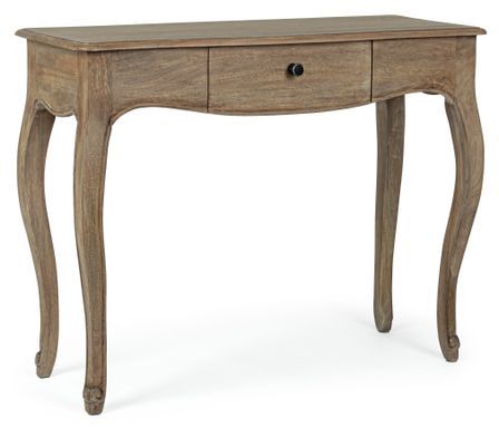 Console 1 tiroir DOMIKA 100 cm – Bois massif de manguier & poignées en fonte