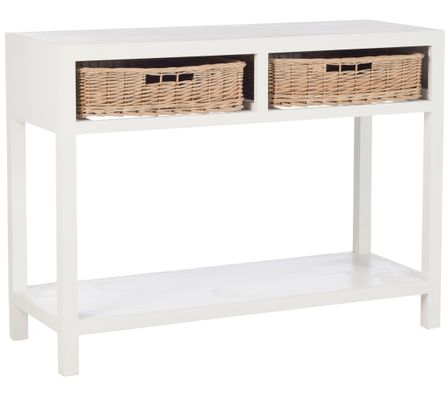Console + 2 paniers bois massif blanc Bilade L 110 cm