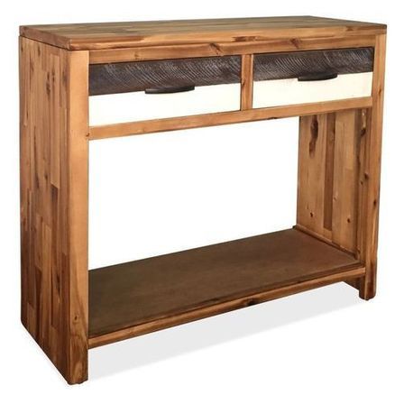 Console 2 tiroirs 1 étagère acacia massif Boken