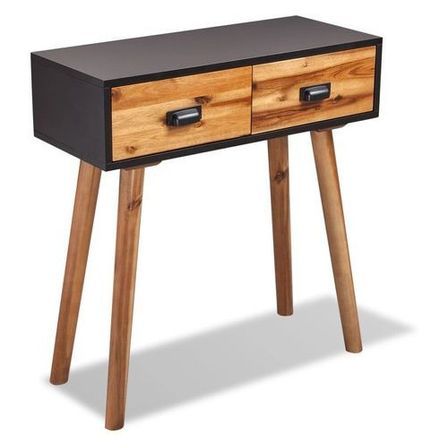 Console 2 tiroirs acacia massif clair Sokena