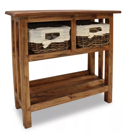 Console 2 tiroirs amovibles en rotin et bois massif recyclé Ber