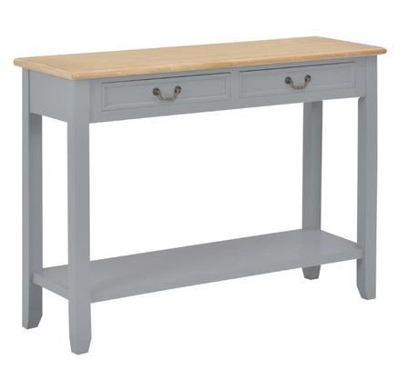 Console 2 tiroirs bois gris et paulownia clair Carla