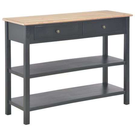 Console 2 tiroirs bois noir et beige Shak