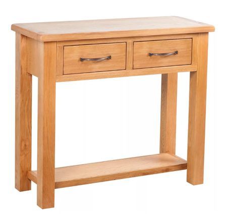 Console 2 tiroirs chêne massif clair Candice