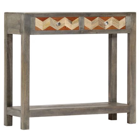 Console 2 tiroirs manguier massif gris et clair Misty