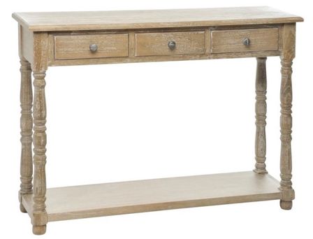 Console 3 tiroirs bois massif gris naturel Bialli L 100 cm